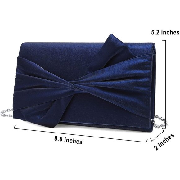 COPY - Women Satin Bow Flap Formal Party Clutch - Picture 6 of 7